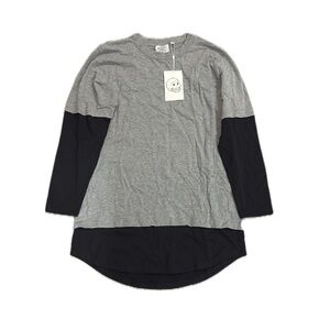 NWT $70 Cheap Monday Fake Is Tee Long Sleeve Shirt in Grey Melange & Black
